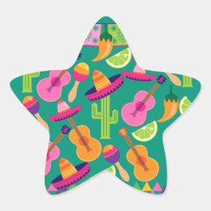 Adesivo Estrela Partido Fiesta Sombrero Limões Violão Maraca Sag