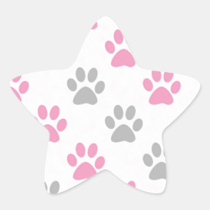 Adesivo Estrela Pás de filhote rosa e cinza