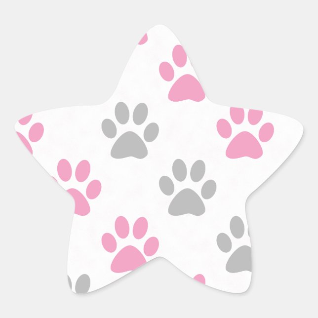 Adesivo Estrela Pás de filhotes rosa e cinza (Frente)