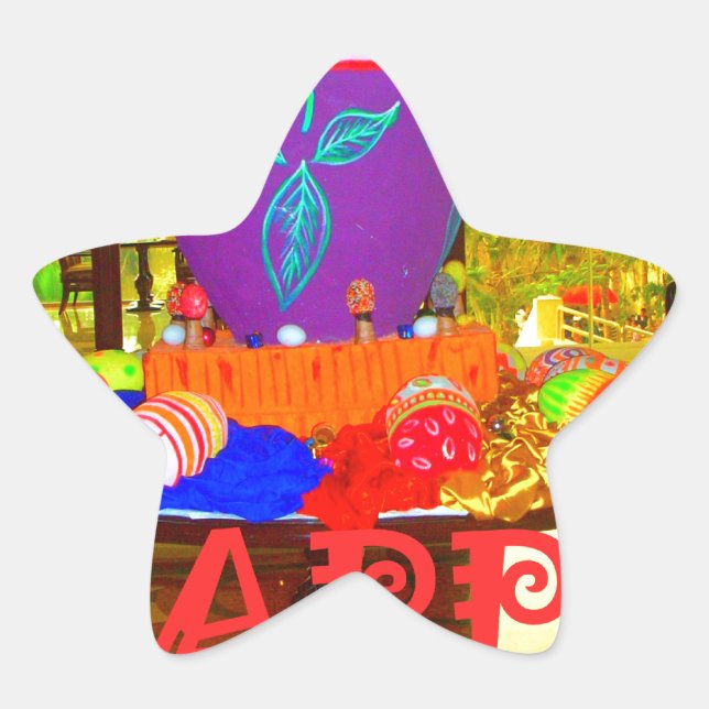 Adesivo Estrela Páscoa Festiva Joyful Springtime Ovos Coloridos (Frente)