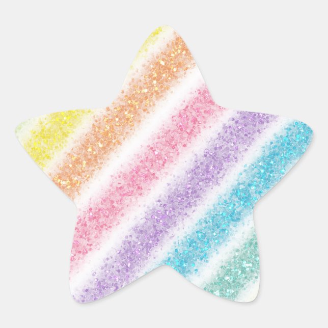 Adesivo Estrela Pastel Glitter Rainbow (Frente)