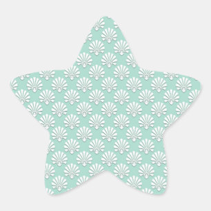 Adesivo Estrela Pastel Verde Turquesa e Padrão Branco