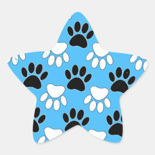 Adesivo Estrela Patas pretas e brancas angustiadas em fundo azul