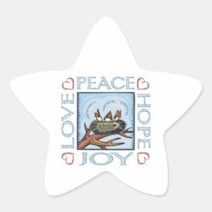 Adesivo Estrela Paz, Esperança, amor, alegria