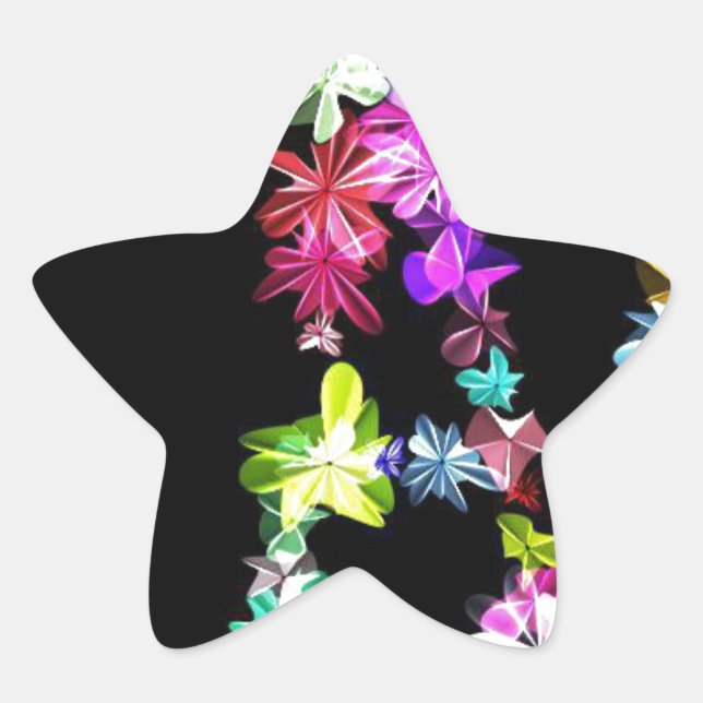 Adesivo Estrela "PAZ" na Impressão de Arte das Flores (Frente)