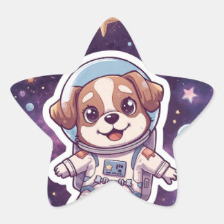 Adesivo Estrela Peças Interestelares - Cachorro Espacial Bonito em
