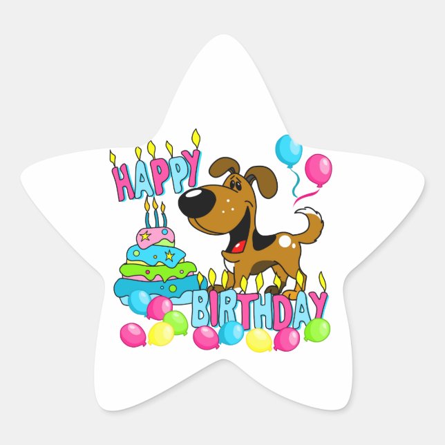 Adesivo Estrela PEGUI Pups Feliz Aniversário - Tin (Frente)
