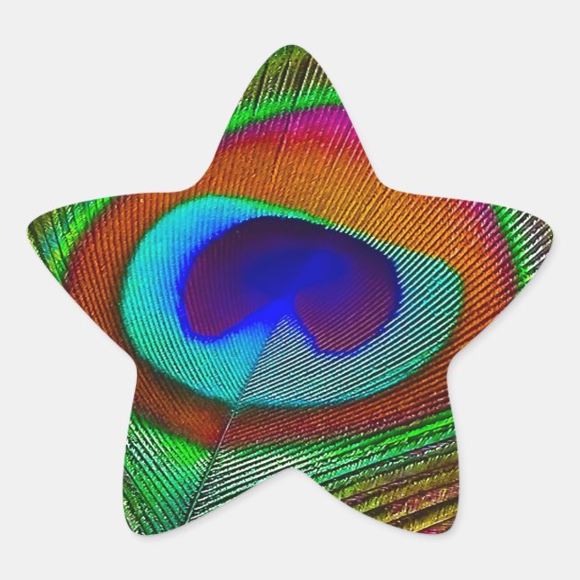 Adesivo Estrela Penas de Peacock de Cobre Vibrantes (Frente)