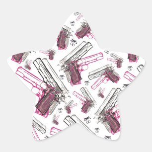 Adesivo Estrela Pérola da pistola, arma subtil e teste padrão da