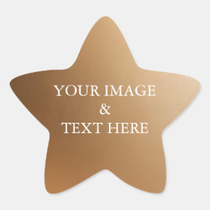 Adesivo Estrela Personalizado com Sua Própria Foto & Texto Dourado