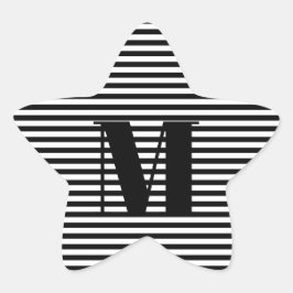 Adesivo Estrela Personalizar faixas brancas pretas iniciais do mon