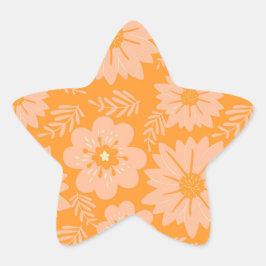Adesivo Estrela Pêssego de Vintagem Retroativa Padrão de Flor Lara