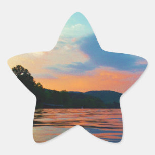 Adesivo Estrela Pêssego e Sunset Azul no lago de montanha