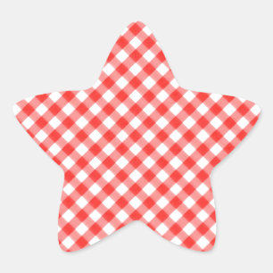 Adesivo Estrela Pic Padrão Clássico Vermelho Gingham