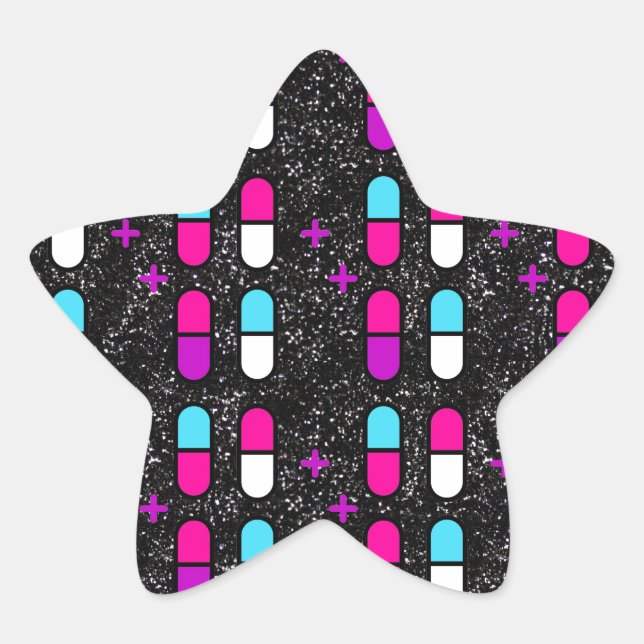 Adesivo Estrela pílulas cor-de-rosa (Frente)