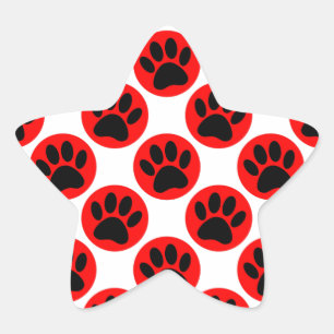Adesivo Estrela Pinças Negras De Cachorro Em Bolinhas Vermelhas