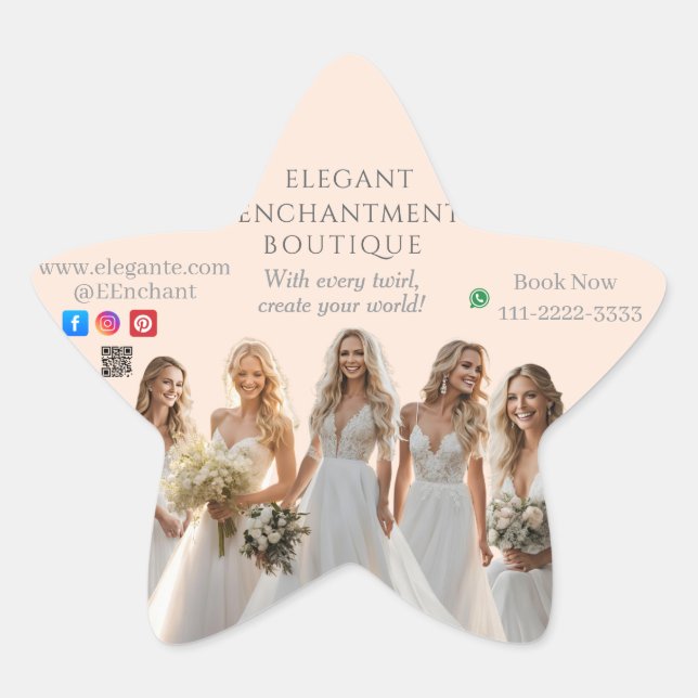 Adesivo Estrela Pink Bridal Bliss Celebrate Love Happiness Wedding (Frente)