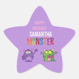 Adesivo Estrela Pink violet monster Fun kids 