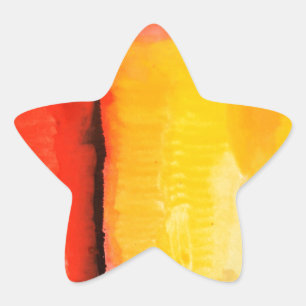 Adesivo Estrela Pintura de Abstrato Amarelo Vermelho Moderno