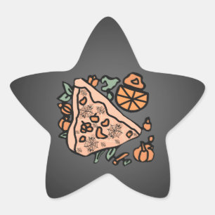 Adesivo Estrela Pizza Retro com um Toque de Abóbora