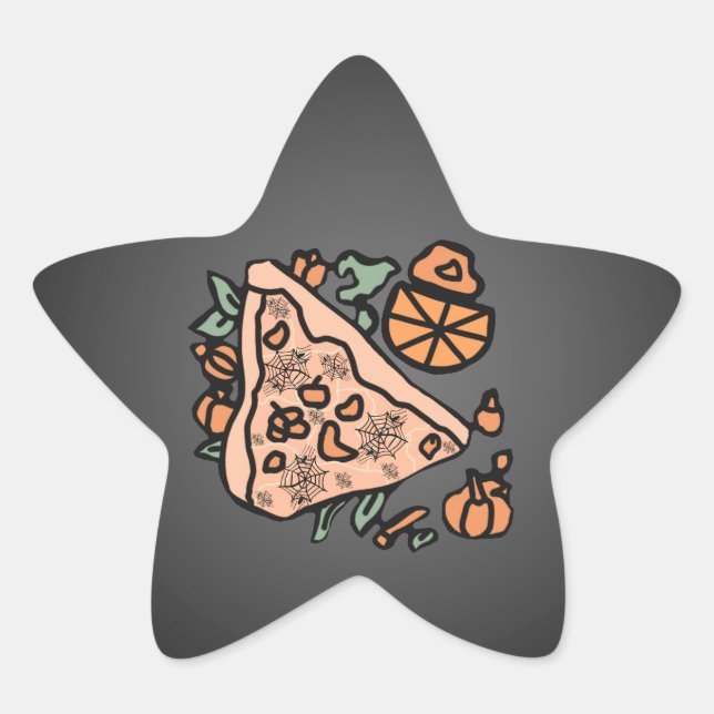 Adesivo Estrela Pizza Retro com um Toque de Abóbora (Frente)