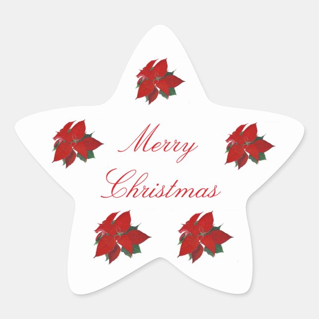 Adesivo Estrela Poinsettia Red Christmas Star Sticker (Frente)