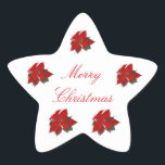 Adesivo Estrela Poinsettia Red Christmas Star Sticker<br><div class="desc">Poinsettia Red Christmas Star Sticker. Arte original de Rhonda Hill.</div>