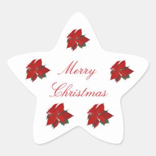 Adesivo Estrela Poinsettia Red Christmas Star Sticker