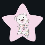 Adesivo Estrela Polar Bear Christmas Snow Winter Animals Polar Sta<br><div class="desc">The polar bear for Christmas with fairy lights. Funny animals with gifts and snow to the holidays. Also funny for Christmas in July. Polar bears are sweet animals and perfect for Christmas.</div>