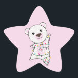 Adesivo Estrela Polar Bear Christmas Snow Winter Animals Polar Sta<br><div class="desc">The polar bear for Christmas with fairy lights. Funny animals with gifts and snow to the holidays. Also funny for Christmas in July. Polar bears are sweet animals and perfect for Christmas.</div>