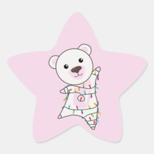 Adesivo Estrela Polar Bear Christmas Snow Winter Animals Polar Sta