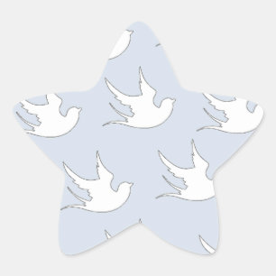 Adesivo Estrela pombas brancas em azul