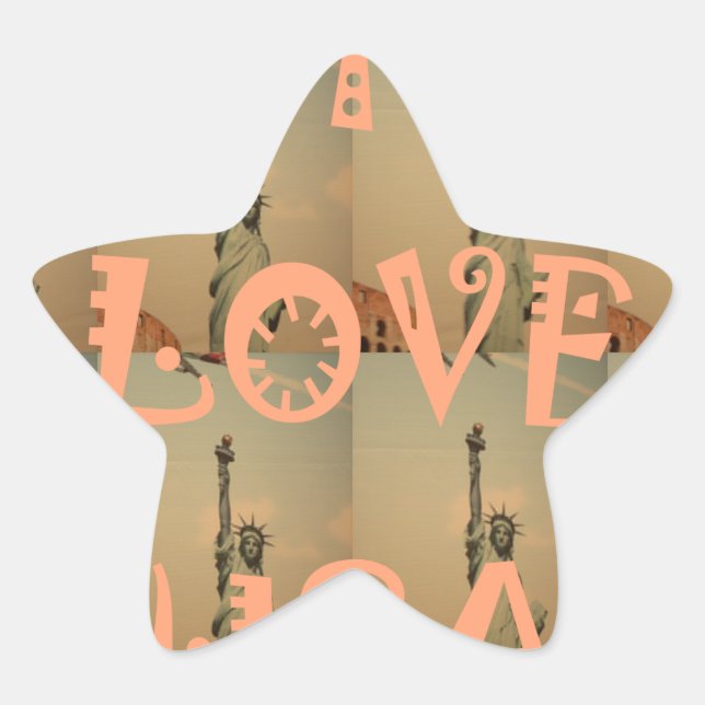 Adesivo Estrela Pop-Art Patriótico: "I Love USA" Graphic Art Desig (Frente)