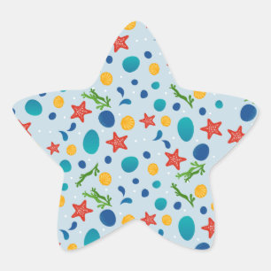 Adesivo Estrela Praia de Verão com estrelas da espécie, conchas e
