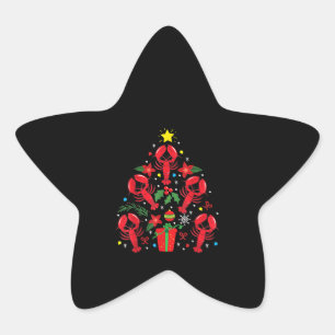 Adesivo Estrela Presente de Enfeites de natal de lagosta Engraçad