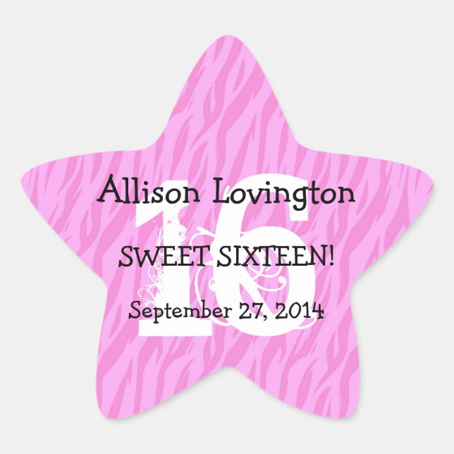 Adesivo Estrela Presente S01 da celebração do aniversário da zebra (Frente)