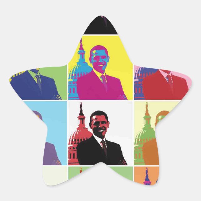 Adesivo Estrela Presidente Obama Pop Art (Frente)
