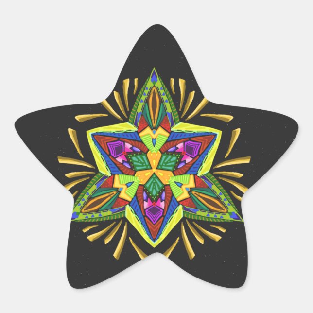 Adesivo Estrela Psicodélico Flash ~Natal~ Sticker (Frente)