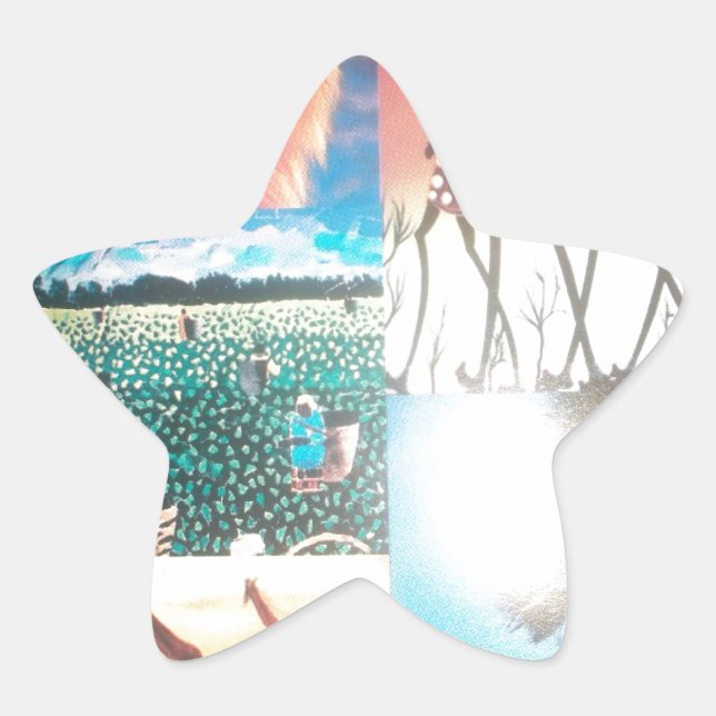 Adesivo Estrela Quênia: Vida Selvagem, Cultura e Praia Costeira (Frente)