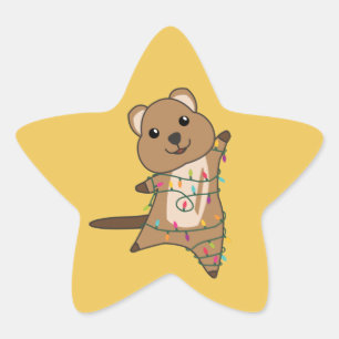 Adesivo Estrela Quokka Natal Snow Animais de inverno Quokkas Star