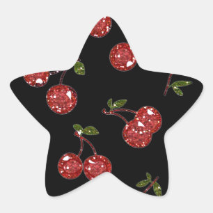 Adesivo Estrela RAB Rockabilly Cerejas Muito Vermelhas Em Preto