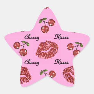 Adesivo Estrela RAB Rockabilly Cherry Kisses a rosa
