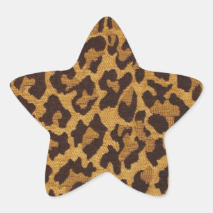 Adesivo Estrela RAB Rockabilly Estampa de Leopardo Marrom Dourado