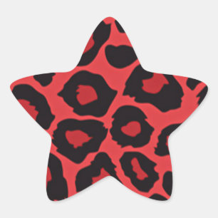Adesivo Estrela RAB Rockabilly Estampa de Leopardo Vermelho Preto