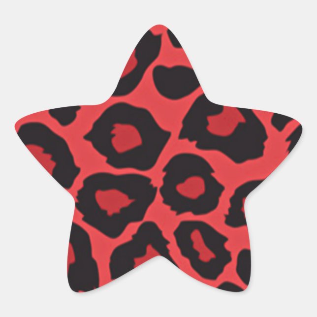 Adesivo Estrela RAB Rockabilly Leopard Print Red Black (Frente)