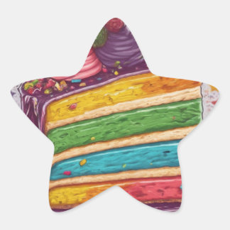Adesivo Estrela Rainbow Cake Sticker para Celebrações!