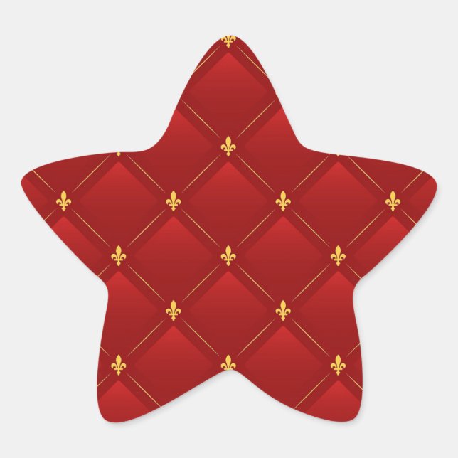 Adesivo Estrela Red and Gold Art Nouveau Pattern (Frente)