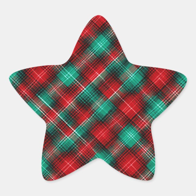 Adesivo Estrela Red and green holiday plaid (Frente)