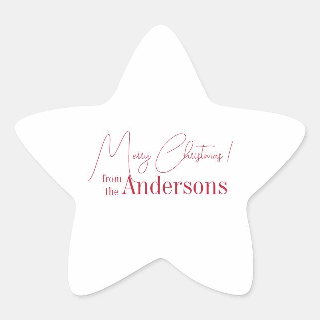 Adesivo Estrela Red and White Christmas from Family Name (Frente)