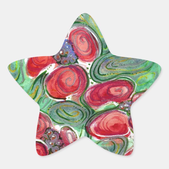 Adesivo Estrela Red Flowers Fantasy (Frente)
